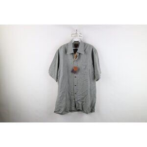 New Born Mens Medium Linen Bamboo Blend Short Sleeve Collared Button Shirt Plaid